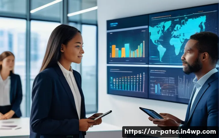 비즈니스 가치 창출을 위한 데이터 라벨링 - **Prompt:** A vibrant, futuristic office environment bathed in soft, warm light. In the foreground, ...