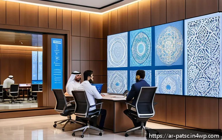AI 데이터 라벨링 시장의 투자 기회 - A modern Middle Eastern data science office environment featuring diverse Arab professionals collabo...