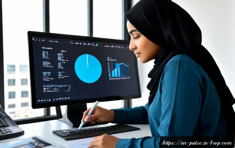 AI 모델 성능 향상을 위한 데이터 라벨링 팁 - Photorealistic editorial scene of an Arab data annotation specialist at a clean modern desk, careful...